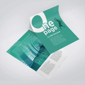 بروشور 1000 حبة, كوشيه لامع 130 غرام,مقاس اي ثري مطوي